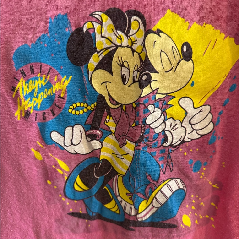VINTAGE Disney Minnie and Mickey Kids Graphic T-Shirt - Pink